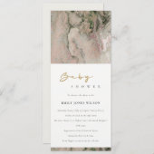 赤面モダンダスキーバラ金ゴールド攪拌赤ちゃんシャワー 招待状 (正面/裏面)