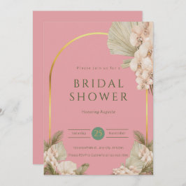 赤面モダンダスティピンクブライダルシャワー 招待状