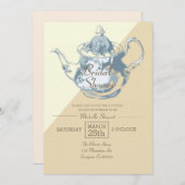 赤面モダンティーポット |ブライダルティーパーティー |カスタム 招待状 (正面/裏面)