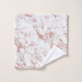 赤面モダンバラ金ゴールドグリッターホイルホワイトマーブル バスタオルセット (ウォッシュタオル)