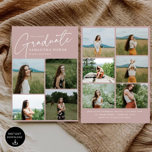 赤面モダンバラ10写真卒業パーティー 招待状