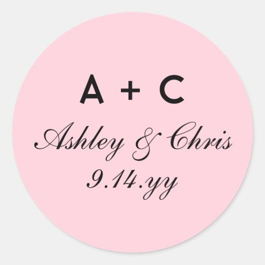 赤面モダンパーソナライズされたウェディングレセプション ラウンドシール (正面)