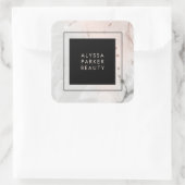 赤面モダンピンクとグレーの大理石 スクエアシール (バッグ)