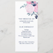 赤面モダンピンクとネイビーフローラ結婚式 プログラム (正面)
