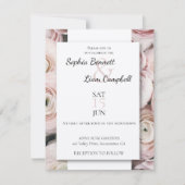 赤面モダンピンクのキンポウゲ花 招待状 (正面)