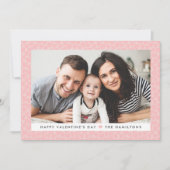 赤面モダンピンクのハート写真バレンタインデー シーズンカード (正面)