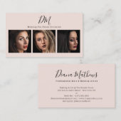 赤面モダンピンクのフォトコラージュのシックなメイクアップアーティスト 名刺 (正面/裏面)