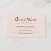 赤面モダンピンクのフォトコラージュのシックなメイクアップアーティスト 名刺 (裏面)