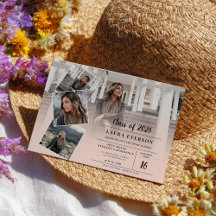 赤面モダンピンクのミニマル写真卒業