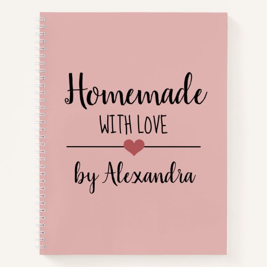 赤面モダンピンクの手作り(ラブレシピ) ノートブック (正面)