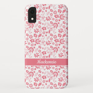 赤面モダンピンクの明るい熱帯性花 iPhone XRケース