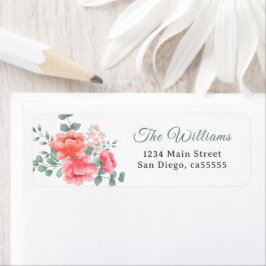 赤面モダンピンクの花のアドレス ラベル