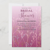 赤面モダンピンクの葉ブライダルシャワー招待状 招待状 (正面)