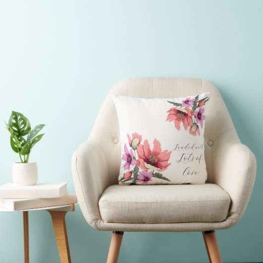 赤面モダンピンクの長いピーテルの野花#3 クッション (椅子)