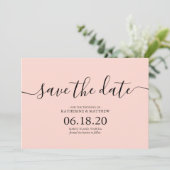 赤面モダンピンクウェディングSave the Date Cards セーブザデート (スタンド正面)