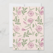 赤面モダンピンクウォーターカラーフローラブライダルブランチ 招待状 (裏面)