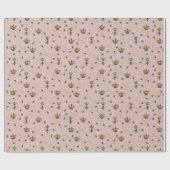 赤面モダンピンククイーンビー金ゴールドクラウン ラッピングペーパー (フラット)