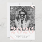 赤面モダンピンククラス2024写真卒業 招待状 (正面)