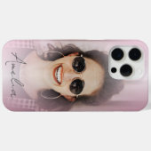 赤面モダンピンクグラデーションOne Photo Your Name Case-Mate iPhoneケース (裏面 (横))