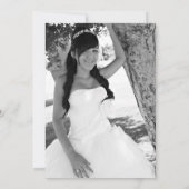 赤面モダンピンクグラムグリッタースウィート16写真 招待状 (裏面)