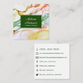 赤面モダンピンクグリーンパステルインテリアデザイン スクエア名刺 (正面/裏面)