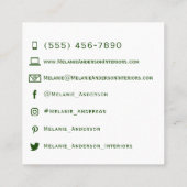 赤面モダンピンクグリーンパステルインテリアデザイン スクエア名刺 (裏面)