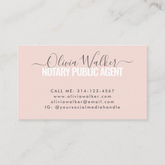 赤面モダンピンクグレイ公証人エレガント公証人 名刺 (裏面)