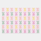 赤面モダンピンクコケット毛弓パターン ラッピングペーパーシート (正面)