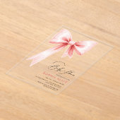 赤面モダンピンクコケット赤ちゃんシャワー透明 アクリル招待状 (レイダウン)