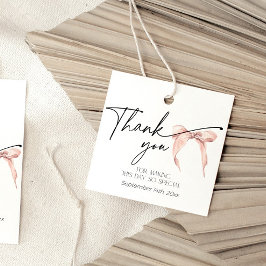 赤面モダンピンクサンキューユーブライダルシャワーボウ フェイバータグ