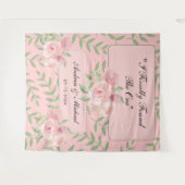 赤面モダンピンクシックフローラフォトブース背景 タペストリー (正面(横))