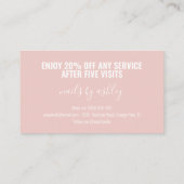 赤面モダンピンクスクリプトメイクアーティスト6パンチ ロイヤリティカード (裏面)