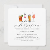 赤面モダンピンクステンお祝いドリンク 招待状 (正面)