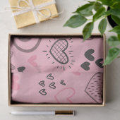 赤面モダンピンクドードルハートバレンタインデー 薄葉紙 (ギフト)