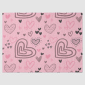 赤面モダンピンクドードルハートバレンタインデー 薄葉紙 (正面)