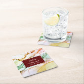 赤面モダンピンクパステルインテリアデザイン スクエアペーパーコースター (インサイチュ)