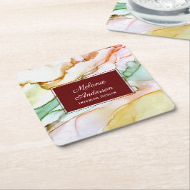 赤面モダンピンクパステルインテリアデザイン スクエアペーパーコースター