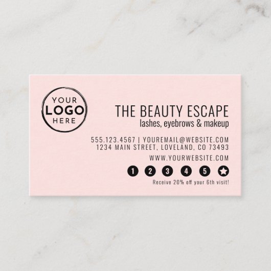 赤面モダンピンクビジネスロゴロイヤリティカード ロイヤリティカード (正面)