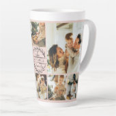 赤面モダンピンクファミリーフォトコラージュキープサケ カフェラテマグ (右アングル)
