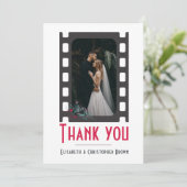 赤面モダンピンクフィルム結婚フローラ サンキューカード (スタンド正面)