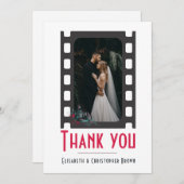 赤面モダンピンクフィルム結婚フローラ サンキューカード (正面/裏面)