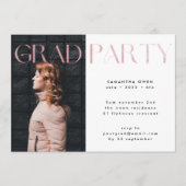 赤面モダンピンクフォイルグラッドフォトパーティの招待状 招待状 (正面)