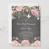 赤面モダンピンクフローラファーストホーリーコミューン 招待状 (正面)