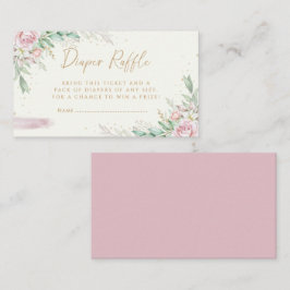 赤面モダンピンクフローラベビーシャワーおむつラッフル エンクロージャーカード