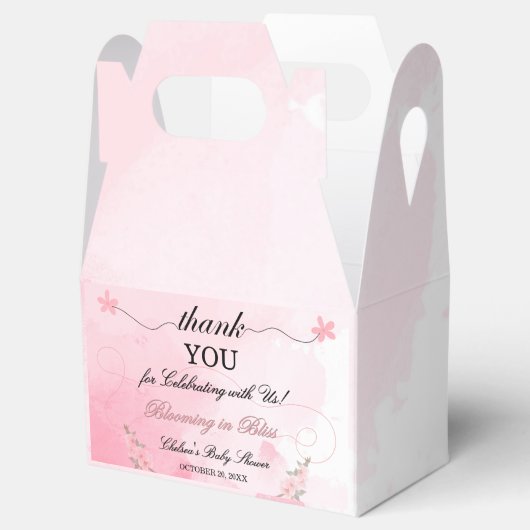 赤面モダンピンクフローラ赤ちゃんシャワーありがとう フェイバーボックス (オープン)
