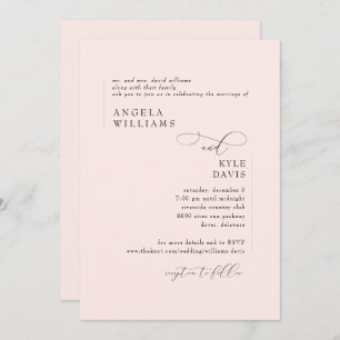 赤面モダンピンクブライド両親結婚式招待状 招待状