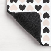 赤面モダンピンクブラックラブハートパターン マウスパッド (コーナー)