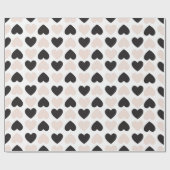 赤面モダンピンクブラックラブハートパターン ラッピングペーパー (フラット)