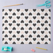 赤面モダンピンクブラックラブハートパターン 薄葉紙 (クラフト)