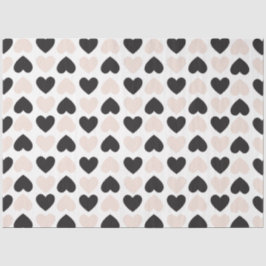 赤面モダンピンクブラックラブハートパターン 薄葉紙